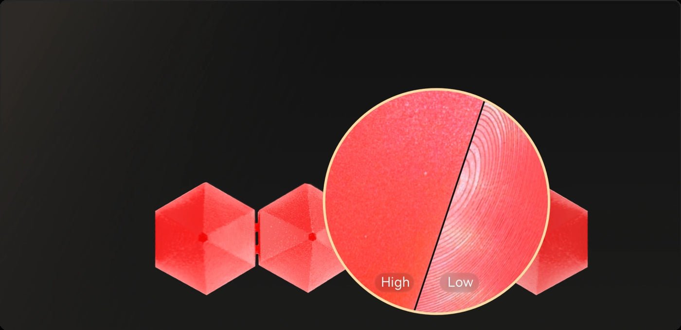 Comparación promocional oficial de Flashforge de detalles impresos en cera roja